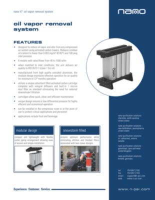 the brochure for the NVR oil vapor removal product