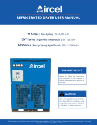 nano aircel VF, DHT & AES Refrigerated Air Dryer User Guide Manual