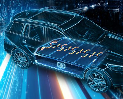 EV Car Body with prismatic battery cells