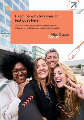 Vertical poster option featuring geometric EVP icons and peach text box at the top