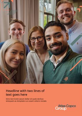 Vertical poster option featuring geometric EVP icons and peach text box across its width