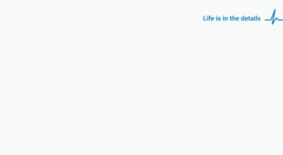 Example of position of the 'life is in the details'  tagline