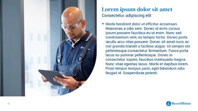 PowerPoint slide with curve visual and text on white background