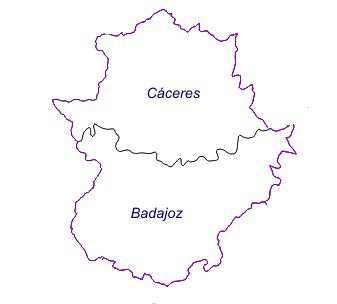 Provincias de Extremadura. Cáceres, Badajoz