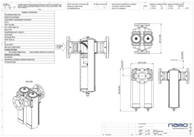 The ga drawing for the NFE 3000 water separator filter product