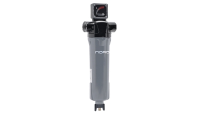 A black and grey nano performance validated filter