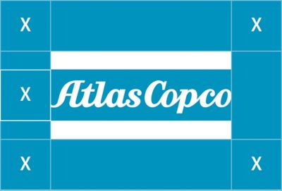 Details of the Atlas Copco logo with full free space
