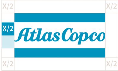 Details of the Atlas Copco logo with half space