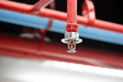 Fire sprinkler and red pipe