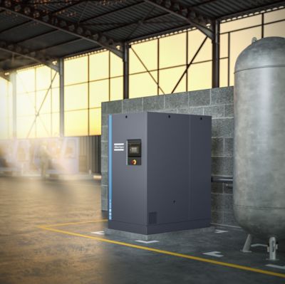 GA 22+ FF. Oil-injected screw compressor with built-in refrigereant dryer. Cover image. Coverimage
