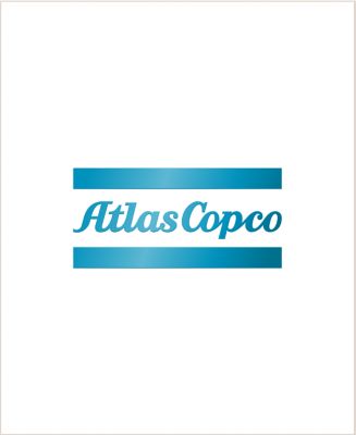 Gradient Atlas Copco logo in teal on a white background