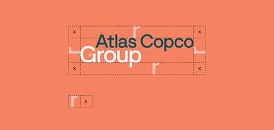 Group EVP logotype with clear space based on the height of the letter r in Group on peach background