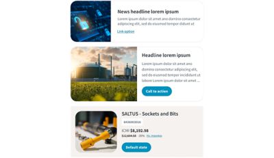 Three different options for horizontal cards