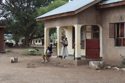 Waiting outside the school