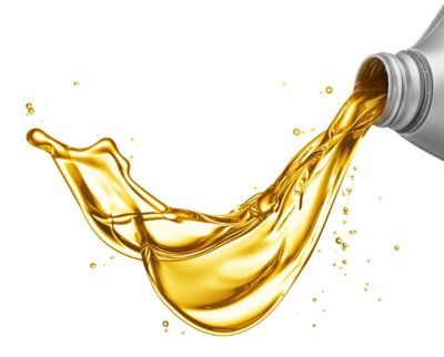 Pouring oil from its container