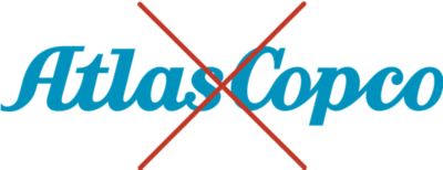 Incorrect usage of the Atlas Copco logo with no bars on the top or bottom
