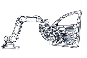 Industrial robot installs door module