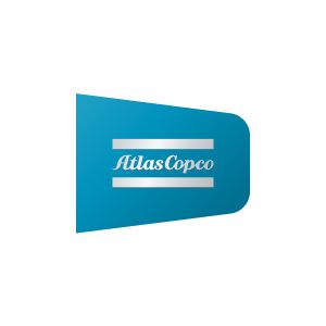 The Atlas Copco innovation flag in blue