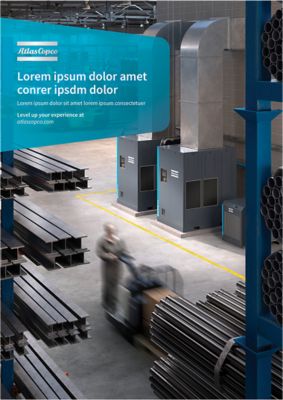 A blue innovation flag on a brochure