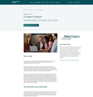 An Atlas Copco Group job post