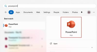 Opening the PowerPoint app