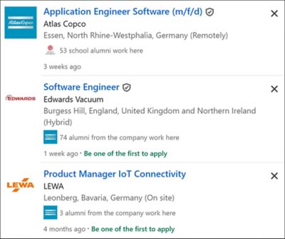 Jobs postings on LinkedIn for different brands