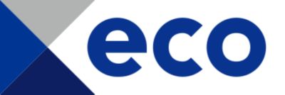Logo of Eco company with blue text