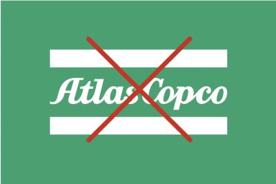 Atlas Copco logo used with an incorrect green color in the logotype box
