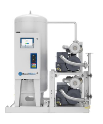 Product illustration of a lubricated rotary vane lab vacuum system.