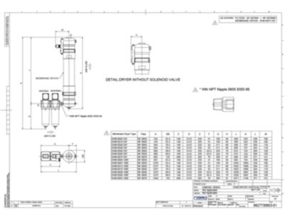 Vertical general arrangement drawing for the M1 DHM membrane dryer