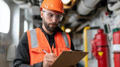 A specialist on site showcasing focused approach to safety and maintenance. 