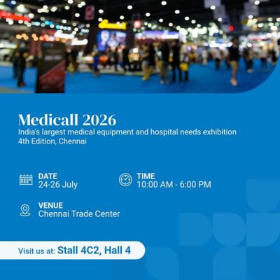Event poster for the Medicall 2026 event in India for BeaconMedaes.