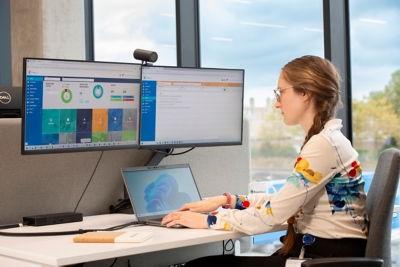 Woman working in MyMedGas at her desk