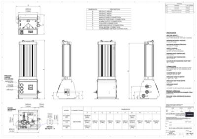 The GA drawing for all models of the ECOGEN nitrogen generators