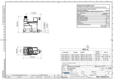 Zero air loss drain NED-LC 4 ga drawing