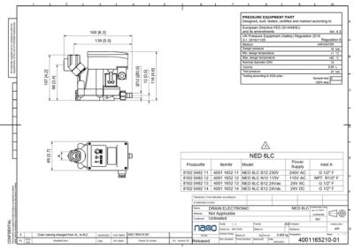 Zero air loss drain NED-LC 6 ga drawing