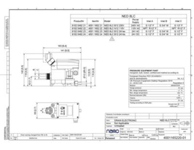 Zero air loss drain NED-LC 8 ga drawing