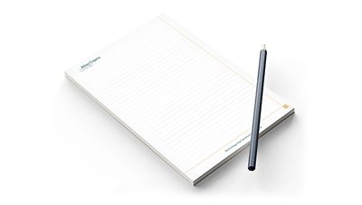 Notepad and pencil with Group branding 