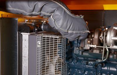 PAS 8 diesel dewatering pump detail inside engine and fan