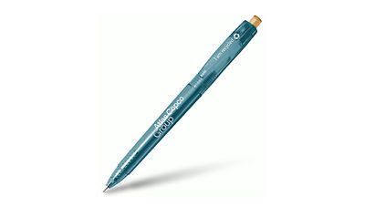 A see-through green pen made out of recycled plastic with the Group branding 