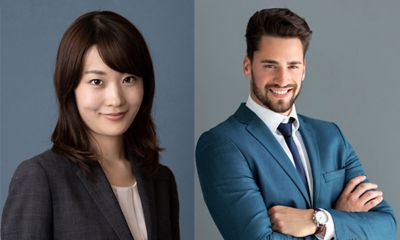 Studio shots of two employees.