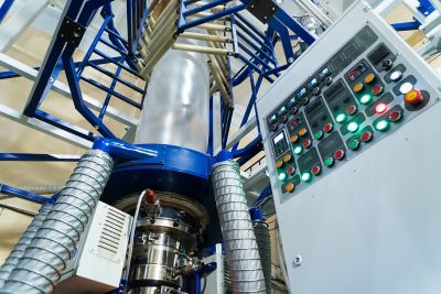 Injection molding machines in a large factory