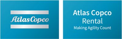 Product range logo with a gradient silver logo in a blue box