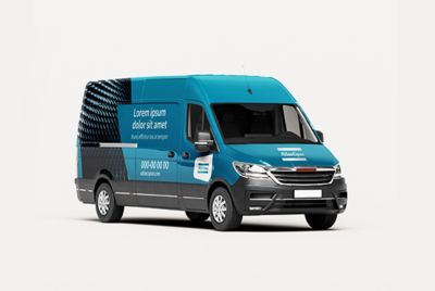 A van with Atlas Copco branding