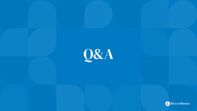 Q&A slide for PowerPoint template in BeaconMedaes blue