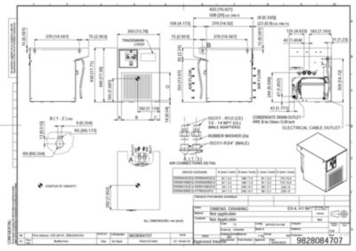 General arrangement drawing for a specific model under the R4 DXR refrigerated direct expansion dryer range