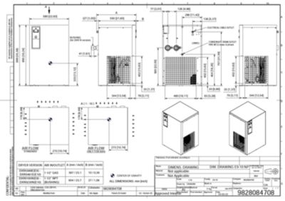 General arrangement drawing for a specific model under the R4 DXR refrigerated direct expansion dryer range