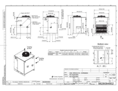 General arrangement drawing for a specific model under the R4 DXR refrigerated direct expansion dryer range