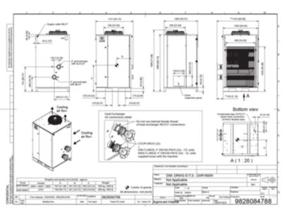 General arrangement drawing for a specific model under the R4 DXR refrigerated direct expansion dryer range