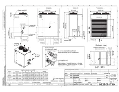 General arrangement drawing for a specific model under the R4 DXR refrigerated direct expansion dryer range